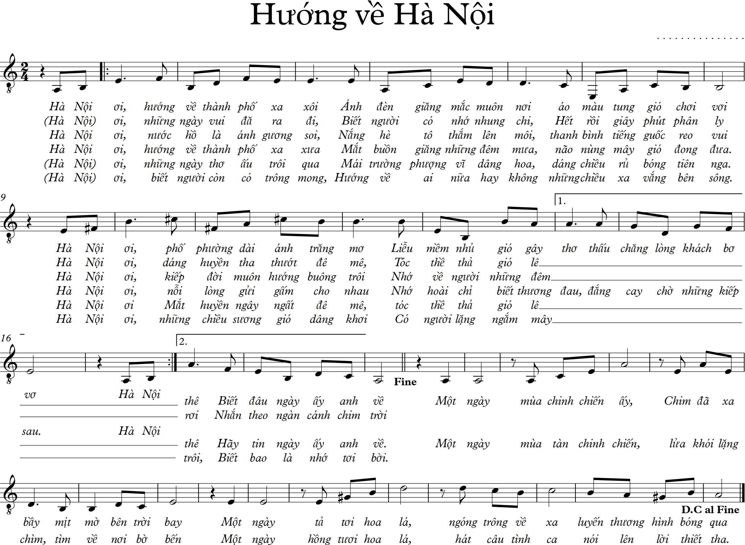 Huong ve Ha Noi - no chord