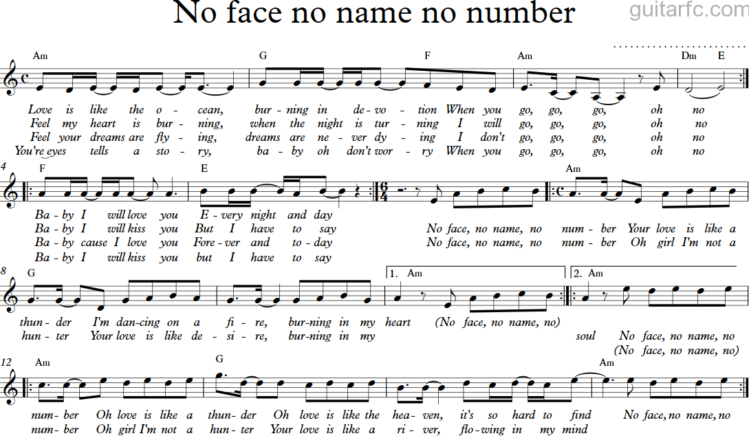 No face no name no number - Am