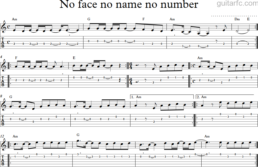 No face no name no number - TAB