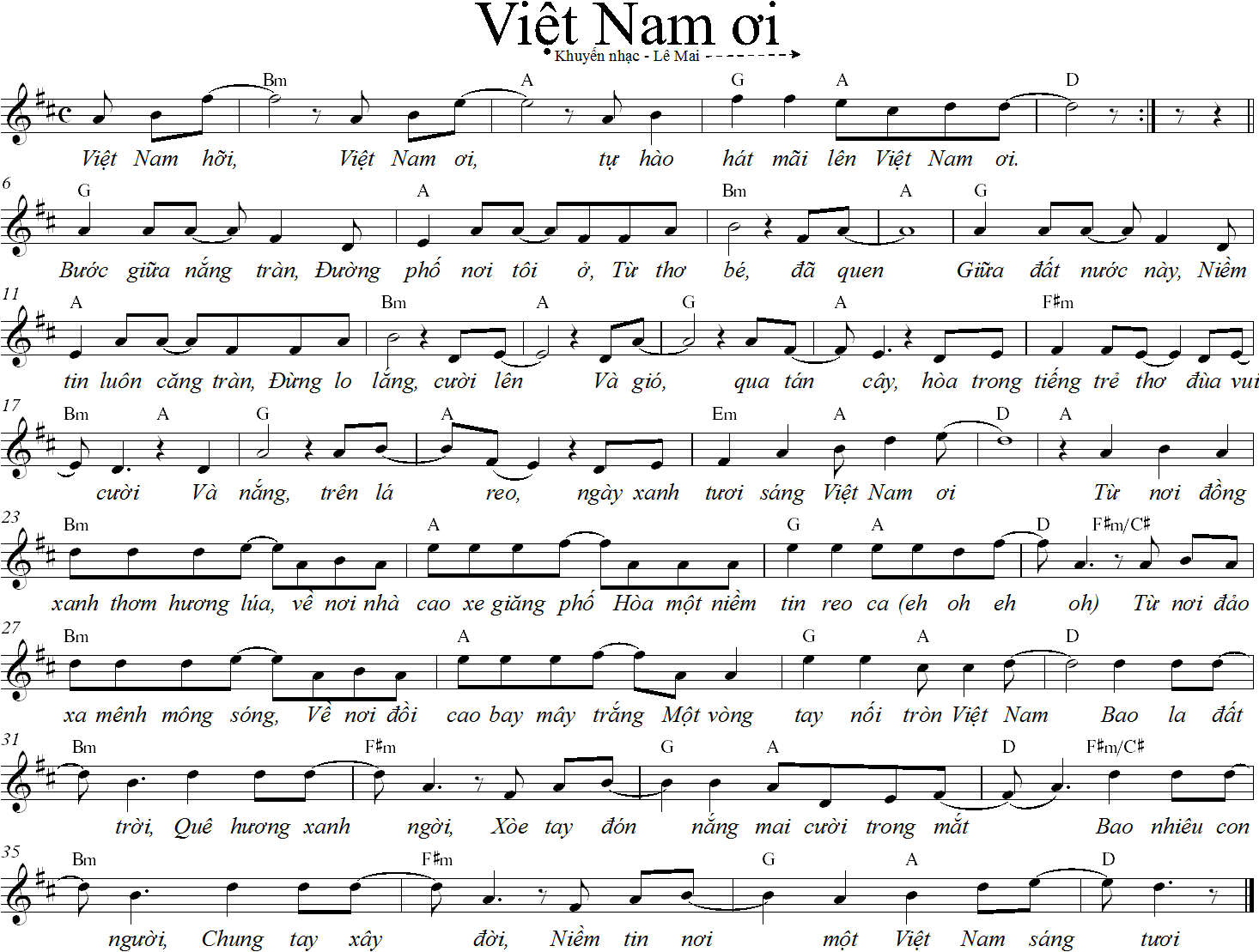 Sheet Nhạc - Hợp Âm Việt Nam Ơi | Guitarfc.Com